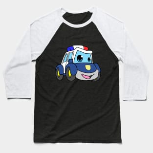 Police car with blue light and siren Baseball T-Shirt